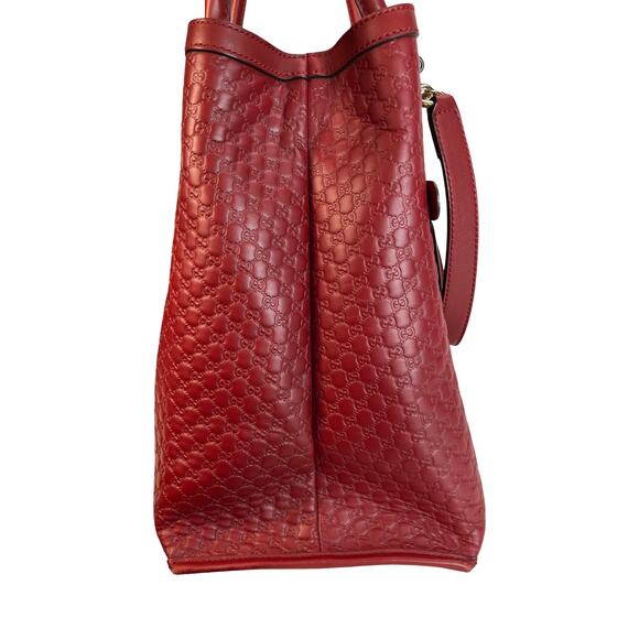 Gucci Guccissima Red Leather Tote Bag Shoulder Satchel Authentic Made In Italy - Picture 9 of 16